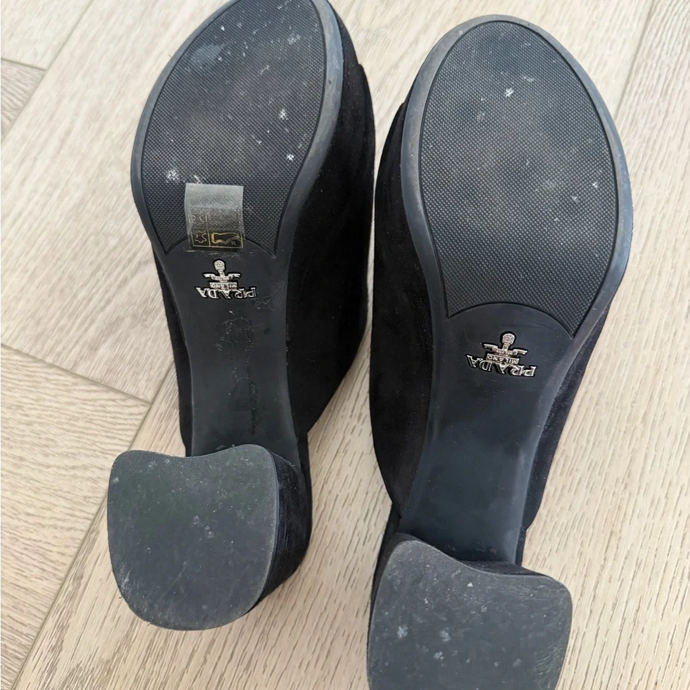 Prada Suede Platform Mules